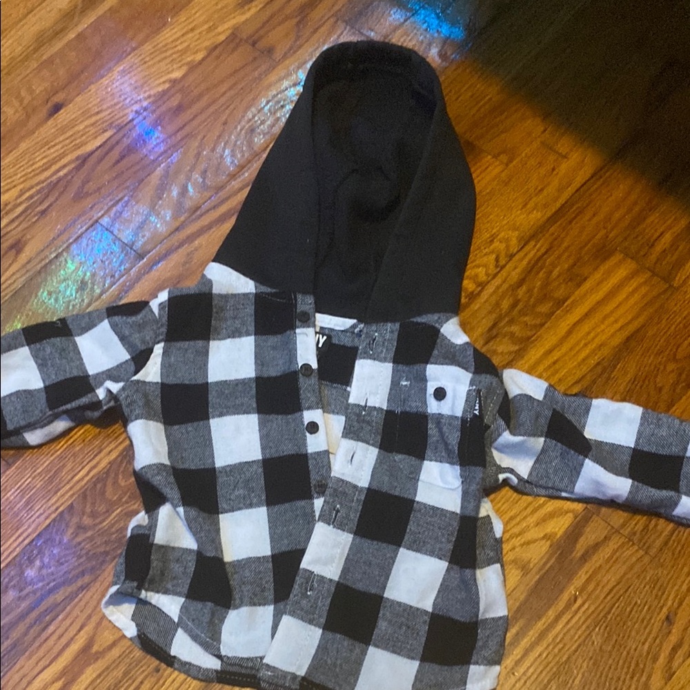 Dkny Black and White Plaid Hoodie Sweatshirt